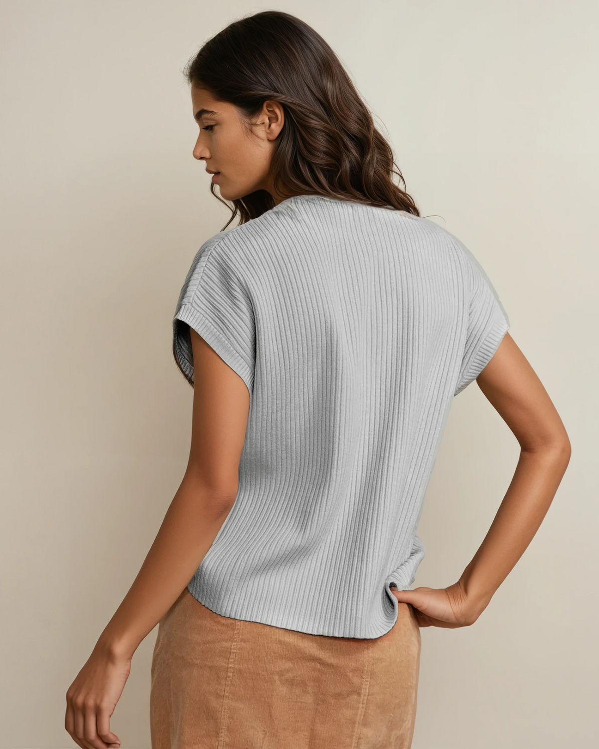 The Avery Short-Sleeve Sweater – Gray