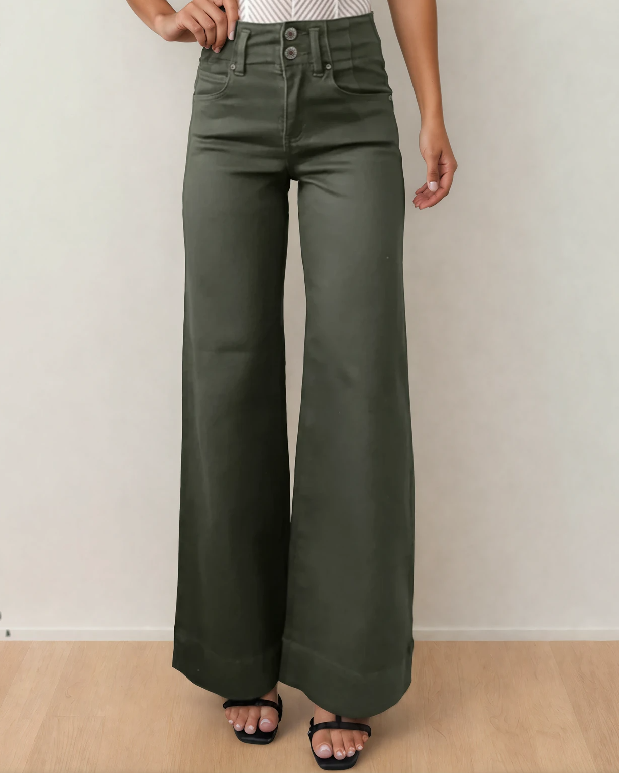 The Olivia High-Rise Flare Jeans – Olive