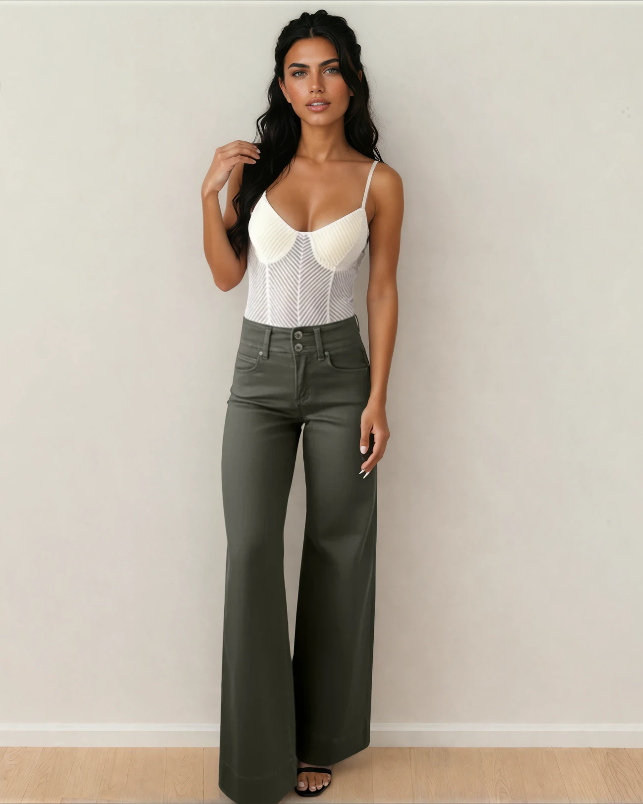 The Olivia High-Rise Flare Jeans – Olive